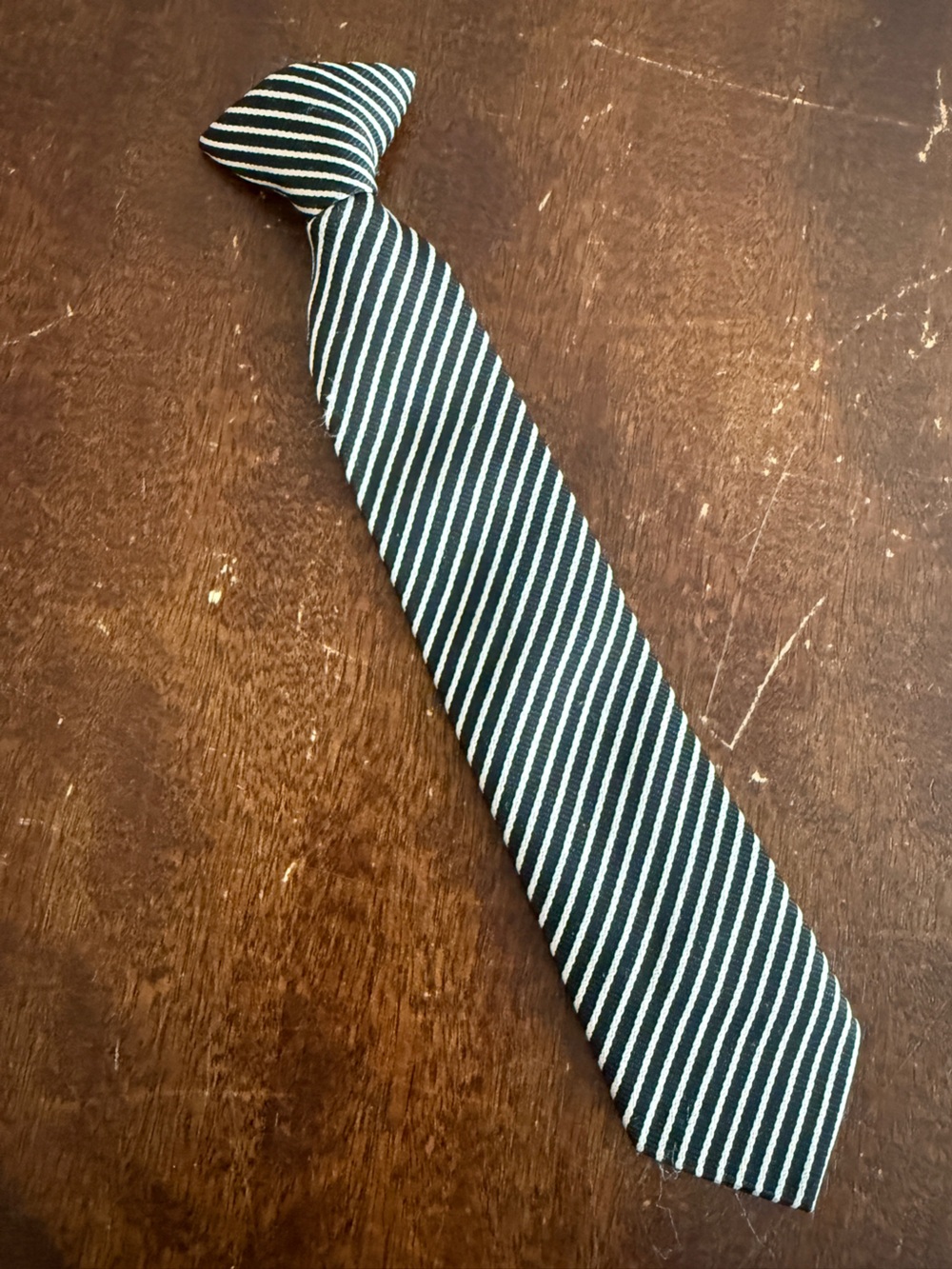 Set of 2 Boys Striped Black and White Tie + Dark/Light Blue Stripes Ties 4-6yo